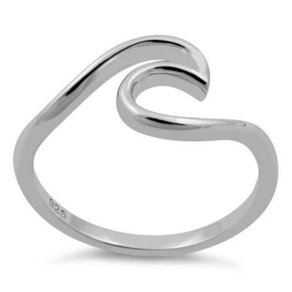 925 STERLING SILVER Ocean Wave High Polished Ring - Picture 13 of 13